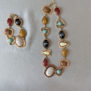 Multicolor Gemstone Necklace and Bracelet Set